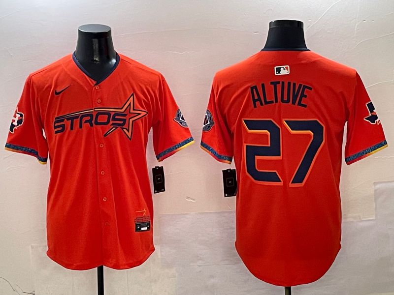 Men Houston Astros #27 Altuve Orange Five generation Joint Name Nike 2025 MLB Jersey style 1->houston astros->MLB Jersey